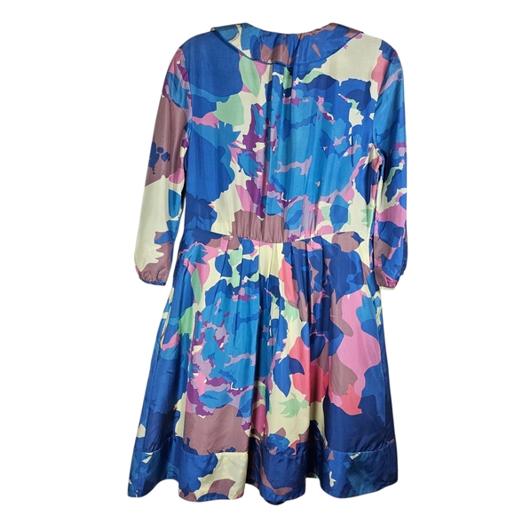 Diane Von Furstenberg Silk Floral Ruffle Dress Size 10 - Picture 2 of 10